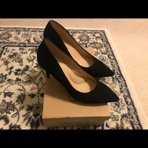 Black suede high heels